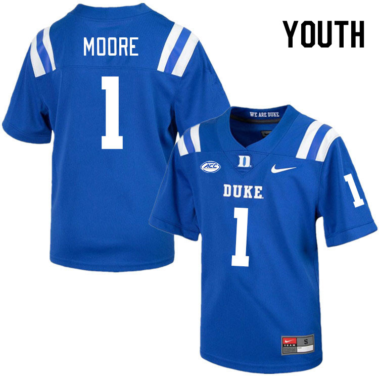 Youth #1 Terry Moore Duke Blue Devils College Football Jerseys Stitched-Royal